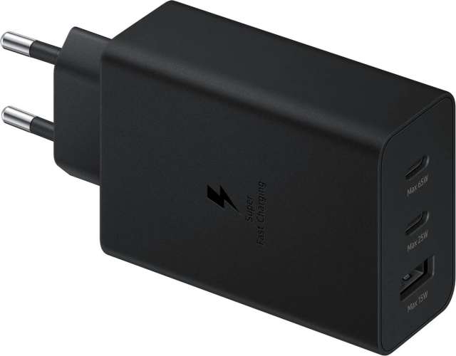 Сетевое зарядное устройство Samsung EP-T6530,  USB + 2xUSB type-C,  65Вт,  3A,  черный [ep-t6530nbegeu]